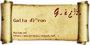 Galla Áron névjegykártya